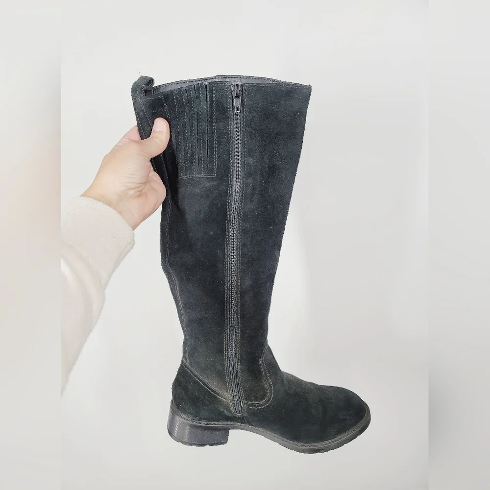 Clarks Black Suede Tall Boots, Size 8.5